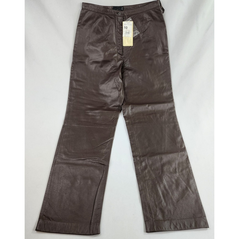 VINTAGE Mixit Womens sz 10 Leather Biker Pants Brown $149 Ladies